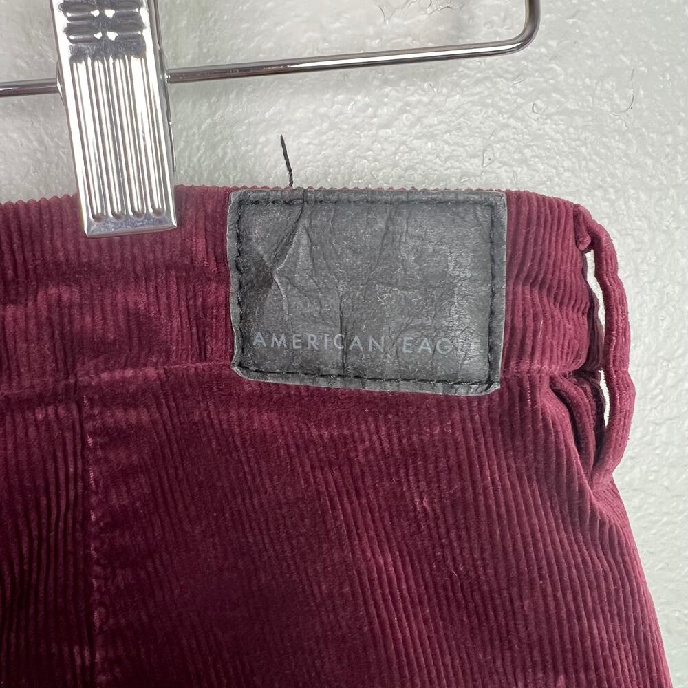 American Eagle Sz 12 X-Short Maroon Corduroy Curvy Hi-Rise Jegging Button Fly - Picture 7 of 10